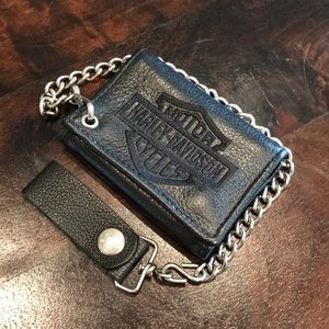 Harley Davidson Leather Wallet with Chain